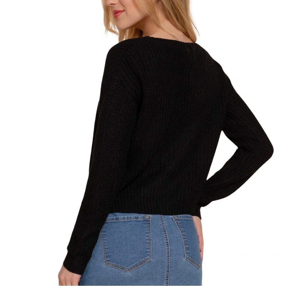 NWT Black Long Sleeve Sweater Cardigan - Picture 5 of 5